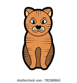 striped cat cartoon pet icon image 