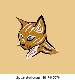 concepto de logotipo de cabeza de gato rayado