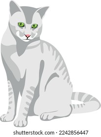 Icono de gato rayado. Animales de mascota que están sentados