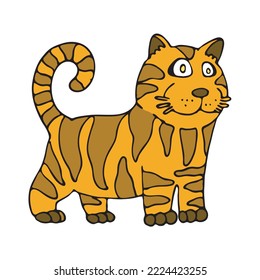 striped cat with a silly expression