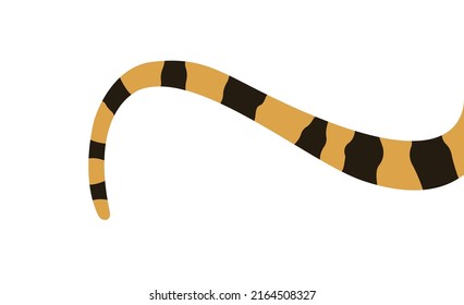 Striped cat tail. Tiger yellow black predator coloring book minimalist design for template and vector postcard