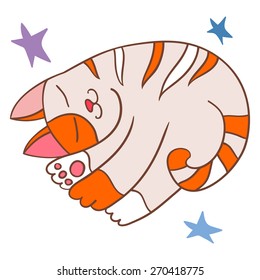 striped cats sleeps vector cartoon