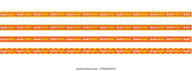 Striped caution tape, commonly associated with warnings and sales events. This design is ideal for promoting Black Friday deals and creating a sense of urgency and excitement for shoppers.