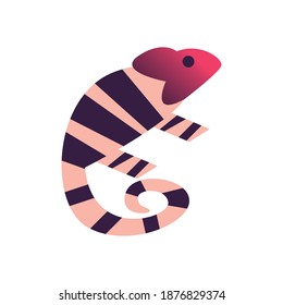 striped chameleon abstract style icon design, Animal zoo and life theme Vector illustration