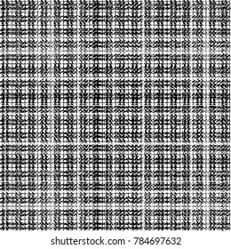Striped check tartan  seamless pattern. Black white geometric background with chekered stripes, dots,shapes. Isolated texture. Luxury design for prints, wallpapers, fabric, textile, plaid, clothes.