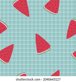 striped and checkered watermelon cute seamless pattern