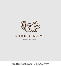 striped chipmunk line art logo vector icon illustration design template