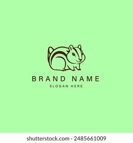striped chipmunk line art logo vector icon illustration design template