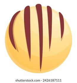 Icono de pastel de chocolate a rayas vector de dibujos animados. Panadería Java. Postre azucarado