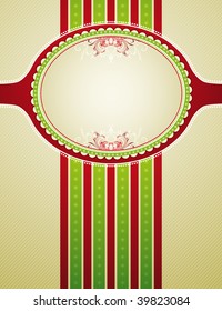 striped christmas background with decorative ornaments,  vector illustration