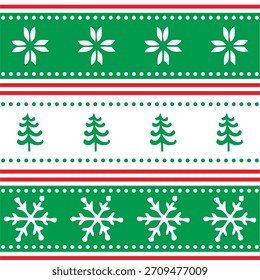 Patrón de Navidades a rayas con abetos, copos de nieve, flores. Impresión sin fisuras. Fondo de Navidades con Elementos de invierno. Feliz Navidades y feliz diseño de año Nuevo. Ilustración vectorial en Negro, Blanco