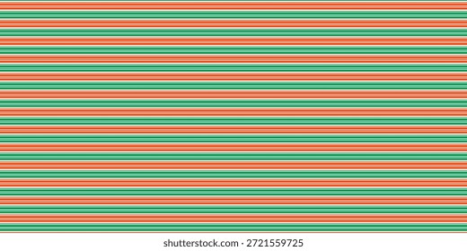 Striped Christmas seamless pattern. Red and green diagonal lines wallpaper. Xmas candy cane peppermint repeating background. Winter holiday present wrapping paper design. Vector decoration backdrop