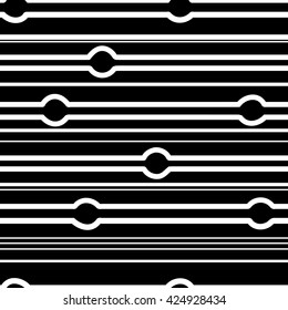 Striped circle black seamless pattern. Fashion graphic background design. Modern stylish abstract texture. Monochrome template for prints, textiles, wrapping, wallpaper, website. VECTOR illustration