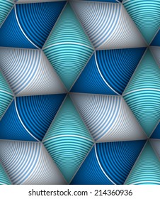 Striped Circle Cone 3d Seamless Vector Seamless Pattern. Winter Colors.