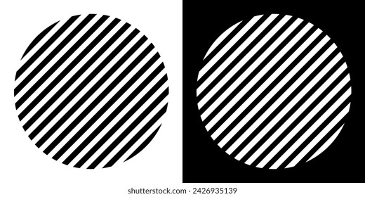 Striped circle from diagonal lines set - vector