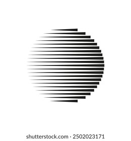 Striped circle icon. Horizontal black lines. Minimalist design. Vector illustration.