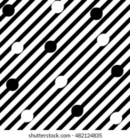 Striped and circle seamless pattern. Fashion graphic background design. Modern stylish abstract texture. Monochrome template for prints, textiles, wrapping, wallpaper, website. VECTOR illustration