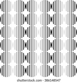 Striped circles pattern in grayscale, abstract geometric pattern. Vector illustration.