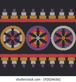 Círculos a rayas. El polka tiene un patrón impecable. Mosaico de figuras étnicas. Textura con patrones. Fondo geométrico. Ilustración vectorial para diseño web o impresión.