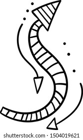 Striped circular arrow. Web icon. Chart showing growth of parameters. Coloring page, Coloring book. Contour. Vector. Vector illustration