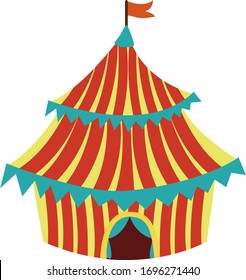 Striped circus tent. Cartoon circus tent