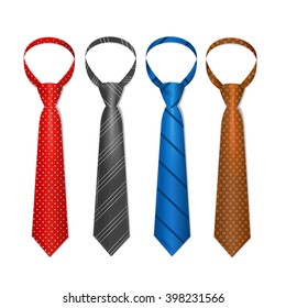 Striped Colored Male Tie Set. Vector illustration