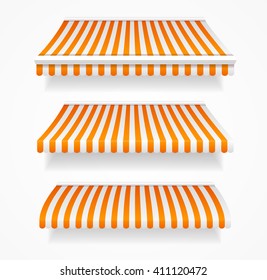 Striped Colorful Awnings Set for Shop. Vector illustration