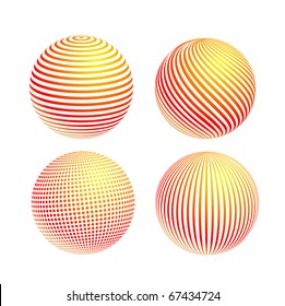 striped colorful ball icon set isolated on white background