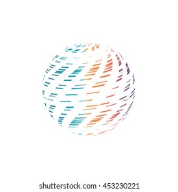 striped colorful ball shape on white background logo design stock vector illustration
