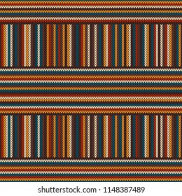 Striped Colorful Knitted Pattern. Abstract Vector Seamless Background. Knitting Wool Sweater Design