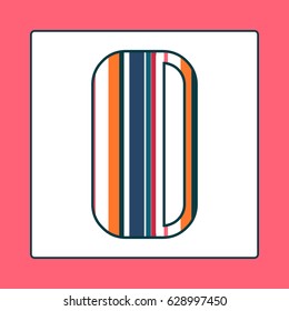 Striped colorful letter O isolated on white background. Elements for kids cards or alphabets in vintage or retro style.