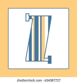 Striped colorful letter Z isolated on white background. Elements for kids cards or alphabets in vintage or retro style.