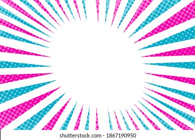 Striped colorful rays background. Pop art creative concept colorful comics book magazine cover. Cartoon halftone retro pattern. Abstract template design for poster, card, sale banner, empty bubble.