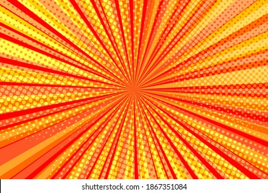 Striped colorful rays background. Pop art creative concept colorful comics book magazine cover. Cartoon halftone retro pattern. Abstract template design for poster, card, sale banner, empty bubble.