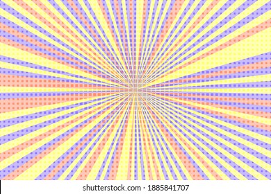 Striped colorful rays background. Pop art creative concept colorful comics book magazine cover. Cartoon halftone retro pattern. Abstract template design for poster, card, sale banner, empty bubble.
