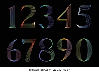 striped colorful sanserif numbers 1234567890 svg