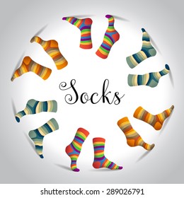 Striped colorful socks, vector illustration