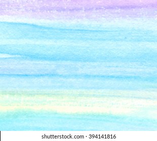 Striped colorful violet blue yellow watercolor hand drawn paper grain texture decorative vector banner. Wet brush paint abstract artistic strokes background for greeting card, wallpaper, design, web