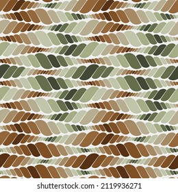 Striped composition with multicolored geometric elements in the shape of diamonds on a white background. Small elements with different shades of color. Seamless vector pattern. Great as a texture.