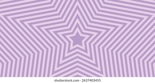 Striped concentric star pattern in purple tones, optical illusion background with radiating lines, abstract geometric design for modern decoration, posters, or creative visual effects.