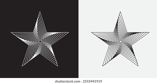 striped concentric stars in rotation, vector illustration