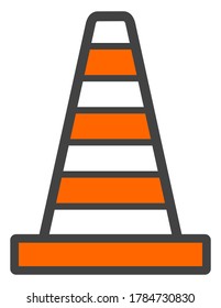Striped cone orange construction vector image icon.