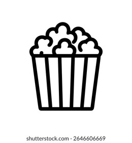 Striped container overflows with airy snacks. Icon Symbol Illustration