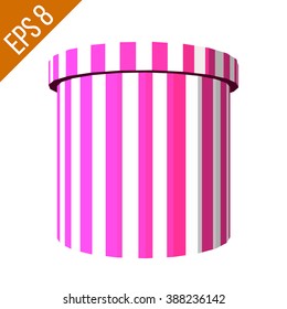 Striped container. Tub Food Plastic Container For Dessert, Yogurt, Ice Cream, Sour ?ream Or Snack. Polygon container.