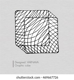 Striped cubic geometric figure, vector illustration EPS 10
