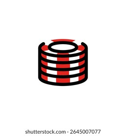 Striped cylinder illustrates stack design minimal appearance white
