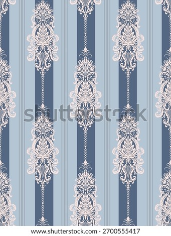 Striped Damask modern seamless pattern element. Vintage classical old fashioned damask ornament, seamless texture for wallpapers, textile.