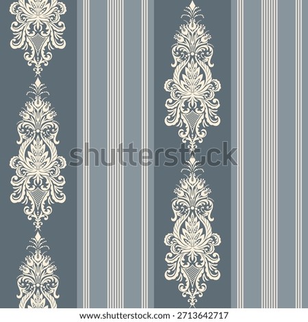 Striped Damask modern seamless pattern element. Vintage classical old fashioned damask ornament, seamless texture for wallpapers, textile.