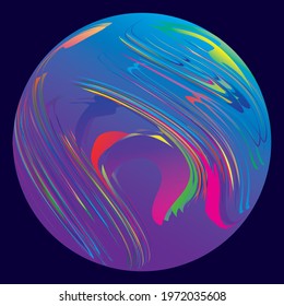 Striped decorative colored sphere. Design element. Vector illustration