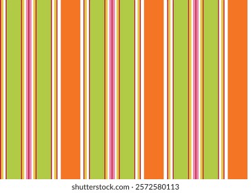 Striped decorative design pattern vector, Striped decorative design pattern on orange, green, pink bold stripes on white slub textured background.